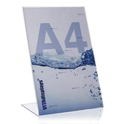 Abbildung von VITAdisplays® 10 x NE 380L, DIN A4 Tischaufsteller / Werbeaufsteller schräg im 10er Pack, Transparent (NE 380L 10)