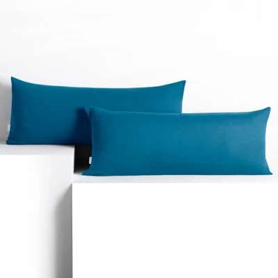 Abbildung von DecoKing 2 Kissenbezüge 40x120 cm Jersey Baumwolle Reißverschluss blau Amber