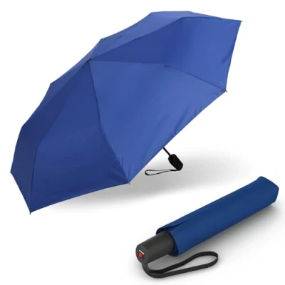 Abbildung von Knirps Regenschirm I.200 Medium Duomatic in Blau mit Schirmtasche I kleiner Taschenschirm Drucktaste automatisch &amp; kompakt Taschenregenschirm leicht sturmfest