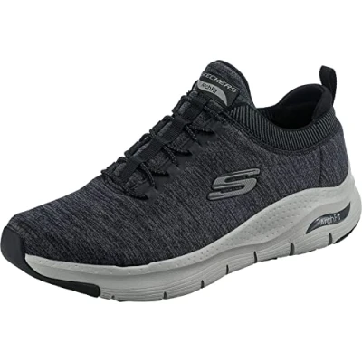 Abbildung von Skechers Herren Arch Fit Waveport Sneaker, Black Mesh Gray Trim, 39 EU