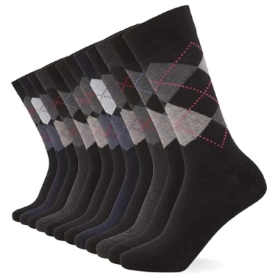 Abbildung von FM London Herren (12er Pack) Smart Mens Socks, Schwarz (Argyle), 39 46 EU