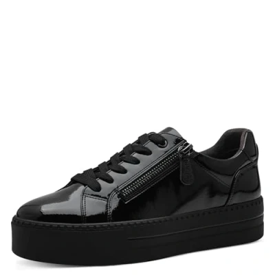 Abbildung von Jana Damen Plateau Sneaker mit Reißverschluss Vegan, Schwarz (Schwarz Lack), 41 EU