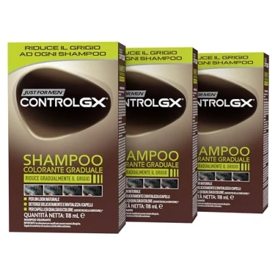Abbildung von Just For Men Control GX, Shampoo für Herren, Farbe und Haarfarbe, reduziert schrittweise Grau, einen natürlichen Look (3 Pack)