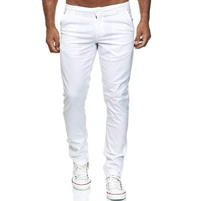 Abbildung von Elara Herren Chino Hose Slim Fit Stretch Chunkyrayan MEL009 Weiß 34/34