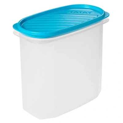 Abbildung von Tatay Frischhaltedose , Vakuum, 2 l Kapazität, flexible Druckdeckel, BPA frei, Geeignet Mikrowelle und Spülmaschine, Blau. Maße: 18,4 x 9,7 17,8 cm