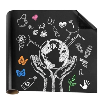 Abbildung von Tafelfolie Magnetische Selbstklebend 40 x 60 cm kreidetafel Klein Schwarzer Abwischbar Kreidefolie für Schulen Büros Schreiben oder Basteln
