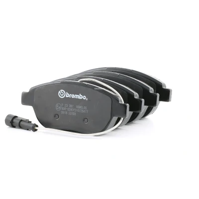 Abbildung von BREMBO P 23 087 Bremsbelagsatz inkl. Verschleißwarnkontakt mit Bremssattelschrauben Zubehör FIAT: Stilo Multi Wagon, Doblo II Estate, BRAVO 2