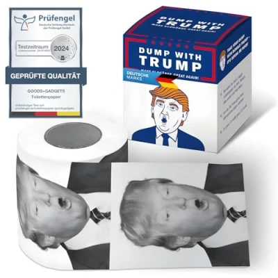 Abbildung von Take a Dump with Donald Trump Klopapier Das Fun Toilettenpapier für alle MAGA Anhänger und Gegner