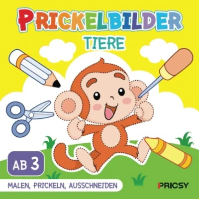 Abbildung von Prickelbilder Tiere: Basteln ab 3 Jahren mit 50 Prickelvorlagen für Kinder zum Ausmalen, Prickeln, Ausschneiden als Bastelbuch Geschenk Mädchen und Jungen, ohne Prickelnadel Set