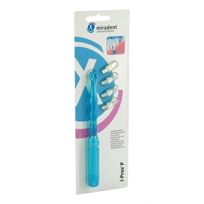 Abbildung von I Prox P Set blau transparent 1 Halter, 4 Bürsten