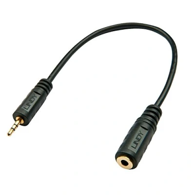 Abbildung von Lindy 35698 Premium Audiokabel 2,5 mm Klinkenstecker auf 3,5 Buchse, 20 cm