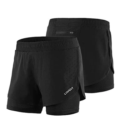 Abbildung von Lixada 2 in 1 Laufhose für Damen Schnell trocknend Atmungsaktiv Aktiv Training Jogging Radsport Shorts mit längerem Innenschuh