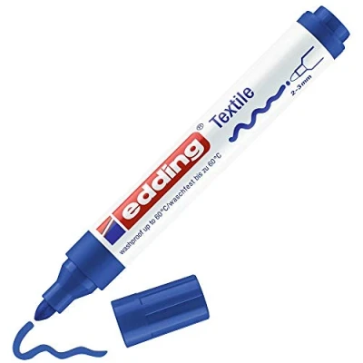Abbildung von edding 4500 Textilmarker blau 10 Stück Rundspitze 2 3 mm Textilstifte waschmaschinenfest (60 C) zum Stoff bemalen Stoffmalstift