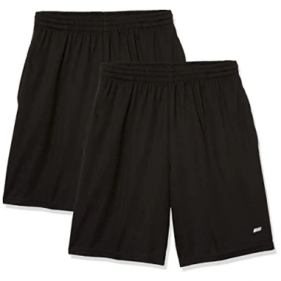 Abbildung von Amazon Essentials Herren Leichte Performance Funktionsshorts In Lockerer Passform (Erhältlich Übergrößen), 2er Pack, Schwarz, XL