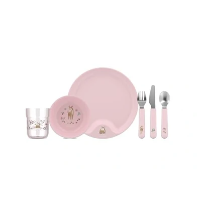 Abbildung von Mepal Kindergeschirr Set Mio Little Dutch Kinder Geschirr Inklusive Kinderglas, Kinderteller, Kinderschale und Kinderbesteck Spülmaschinengeeignet &amp; BPA frei 6 teilig Fairy Garden