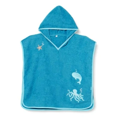 Abbildung von Playshoes Unisex Kinder Frottee Poncho Bademantel Handtuch, Meerestiere, S (bis ca. 4 Jahre)