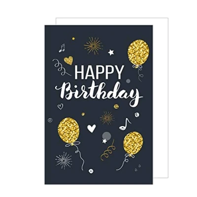 Abbildung von Edition Seidel Premium XXL Maxi Geburtstagskarte mit Umschlag Format DIN A4. Glückwunschkarte Grußkarte Billet Geburtstag Happy Birthday Mann Frau Luftballons Gold (A4 G2896)