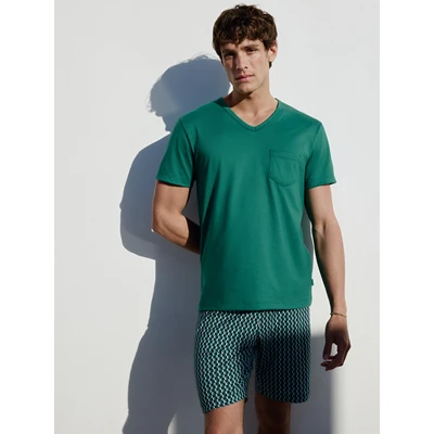 Abbildung von CALIDA Relax Imprint Kurz Pyjama Herren, aus 100% Baumwolle, pflegeleicht, elastisch und formstabil, in Single Jersey