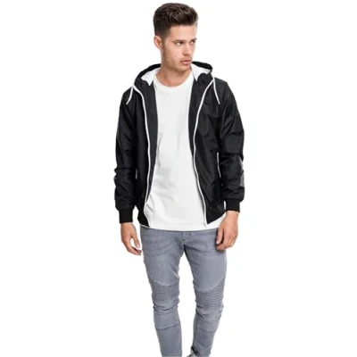 Abbildung von Urban Classics Contrast Windrunner Leichte Jacke, Herren, Größe: 4XL, Black/white