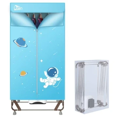 Abbildung von Uten Elektrischer Tragbarer Wäschetrockner, Kleiderschrank Trockenmaschine,Keine Installation erforderlich, Wäscheständer mit großer Kapazität 170cm, 1500W, Blau