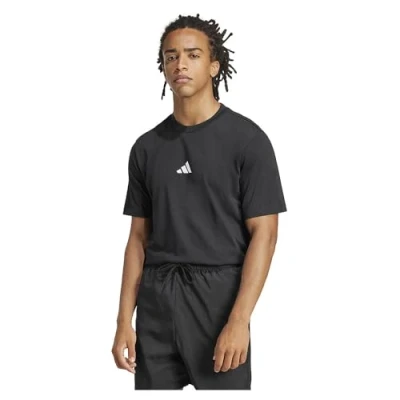 Abbildung von adidas Herren Essentials SMALL Logo Single Jersey Tee, Black/White, XS