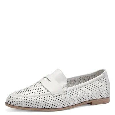 Abbildung von Tamaris Damen Slipper Leder Blockabsatz; WHITE STRUCTURE/weiß; 39 EU
