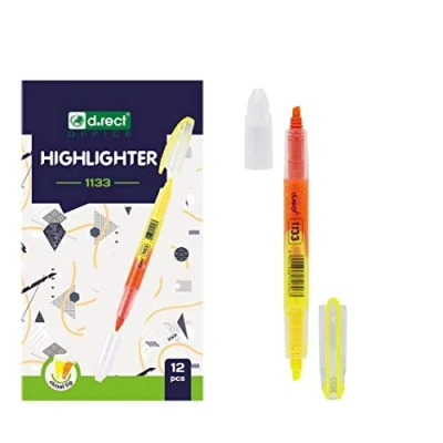 Abbildung von D.RECT 1133 Textmarker mit Schrägkeilspitze Doppelspitzen Highlighter Gelb / Orange x 12 Stück