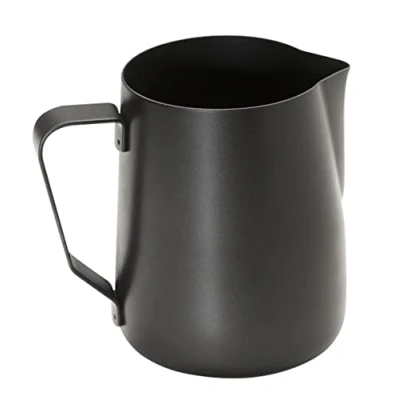 Abbildung von APS 10334 Milchkännchen Hochwertige, antihaftbeschichtete Milchkanne aus rostfreiem Edelstahl Perfekt für die Herstellung von Milchschaum Universalkanne schwarz 350 ml