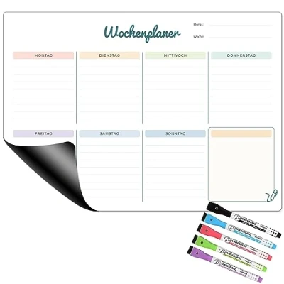 Abbildung von FRUITPRINTS I Wochenplaner magnetisch abwischbar inkl. 5 farbige White Board Stifte DIN A3