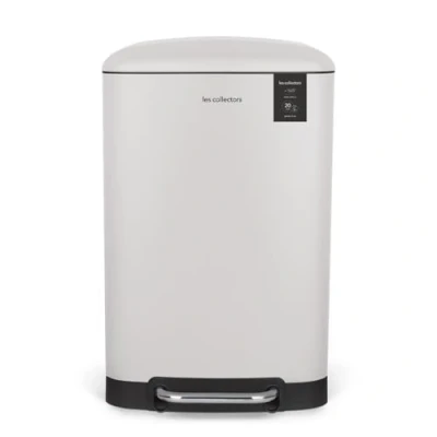Abbildung von Les Collectors Küchenmülleimer mit Pedal, Edelstahl, Nr. 528, Fassungsvermögen 20 l, herausnehmbarer Inneneimer, mattes Finish, robust, leiser Deckelverschluss, Weiß