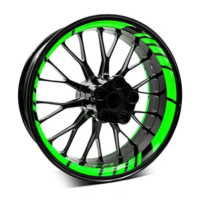 Abbildung von 18 teiliges Set Felgenrandaufkleber Sticker für Motorrad Auto Felgen Design Komplett Felgenaufkleber 15&quot; 16&quot; 17&quot; 18&quot; 19 Zoll MR020 (02 Neon Grün)