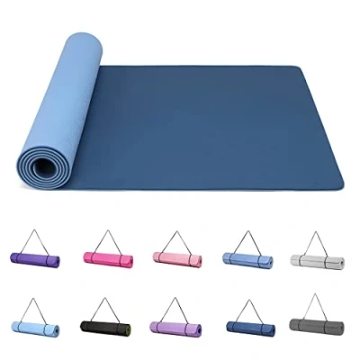 Abbildung von Good Nite Yogamatten Für Frauen Rutschfeste Strukturierte Oberflächen Gymnastikmatte Yoga Matte Dick 6 mm Mit Tragegurt Tpe Übungsmatte Pilates Gymnastik (183X61cm) (Marine/Blau)