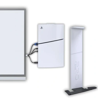 Abbildung von PAXO Stylische PS5 SLIM Wandhalterung für Disc &amp; Digital Version Kabelabgang Links Playstation 5 Wandhalterung, Zubehör, Weiß