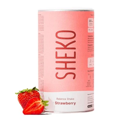 Abbildung von SHEKO Strawberry Erdbeere Mahlzeitersatz Shake 25 Shakes pro Dose Proteinreich, Glutenfrei &amp; Natürlicher Geschmack Diät zum Abnehmen