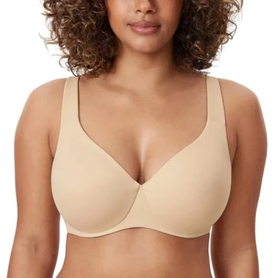 Abbildung von DELIMIRA AISILIN Damen Minimizer BH mit Bügel ohne Polster Vollschalen Große Größen Unterwäsche Leichte Haferflocken 75G
