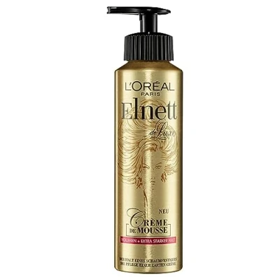 Abbildung von L&#039;Oréal Paris Elnett Schaumfestiger, Styling Mousse für Volumen, Glanz und extra starken Halt, Hitzeschutz &amp; Styling, Haarschaum, alle Haartypen, Diffusor leichte Anwendung, Crème de Mousse, 200ml