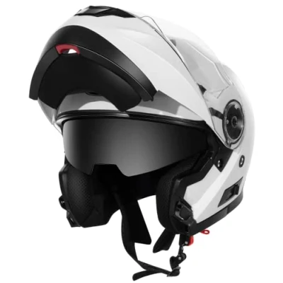 Abbildung von YEMA Motorradhelm Klapphelm Integralhelm Fullface Helm YM 925 Rollerhelm Sturzhelm mit Doppelvisier Sonnenblende ECE für Damen Herren Erwachsene Weiß L