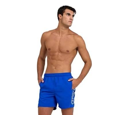 Abbildung von ARENA Herren Fundamentals Logo Boxer Swim Trunks, Neon Blue soft Green, S EU
