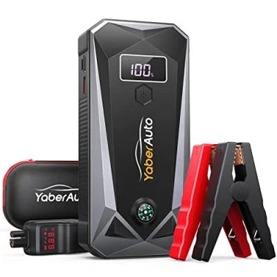 Abbildung von YaberAuto Starthilfe Powerbank 5000A Spitzenstrom 26800mAh Auto mit LCD Display(Für alle Benzinmotor oder 10,0L Dieselmotoren), Starthilfegerät LED Taschenlampe, YA40