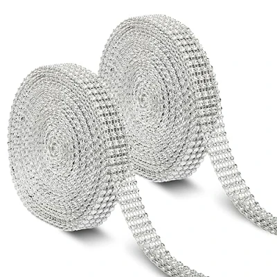 Abbildung von Handi Stitch 2er Pack Strassband Kristall Strasssteine Band zum Aufnähen 20 mm x 8,22m pro Rolle Glitzergürtel Set für DIY Projekte und Dekoration Glitzerband
