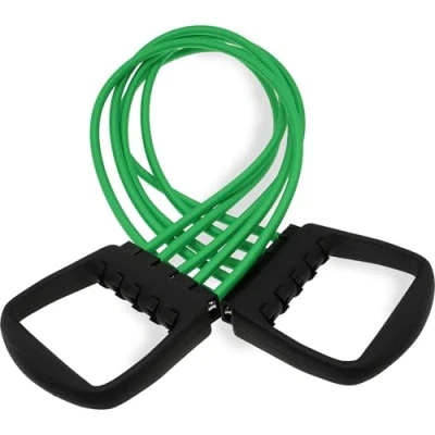 Abbildung von Deuser Expander Original mit Griffen, Grün 25 125 kg, Seit über 50 Jahren gefertigt in Solingen, Deutschland, Aus Naturlatex, Für Krafttraining / Fitness Sport Klimmzug Yoga