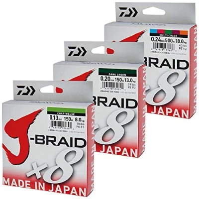 Abbildung von Daiwa J Braid X8 0.24mm 18kg 300m d. green Geflochtene Schnur