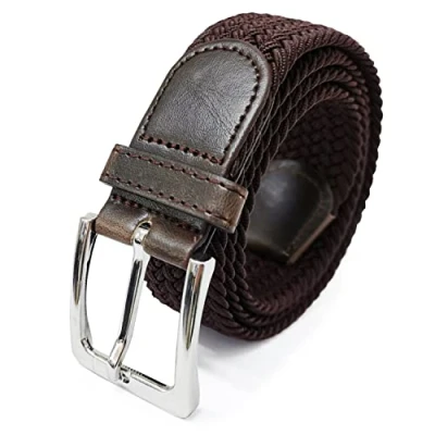 Abbildung von Glamexx24 Unisex Elastischer Stoffgürtel Geflochtener Stretchgürtel Dehnbarer Gürtel für Damen und Herren, Grün, 110cm