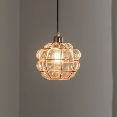 Abbildung von Hängeleuchte Bulla Eisen Glas Kupfer Transparent Menzzo
