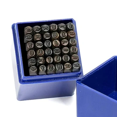Abbildung von FreeTec 36 Stück Schlagzahlen Set, 3mm Zahlen und Buchstaben Punch Schlagbuchstaben Satz, A Z &amp; 0 9 Schlagstempel Satz für Leder Holz Metall Kunststoff DIY