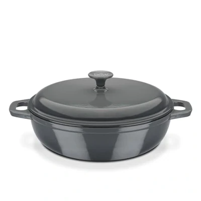 Abbildung von GSW 716321 Grey Shadow Schmortopf mit Deckel, Gusseisen, grau/creme ⌀30 cm