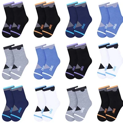 Abbildung von L&amp;K II 12 Paar Kinder Jungen Socken aus Baumwolle Kleinkind niedliche Muster Kids Sneakersocken bunt 2840 31/34