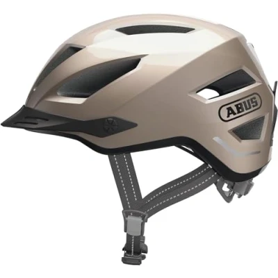 Abbildung von ABUS Stadthelm Pedelec 2.0 Fahrradhelm mit Rücklicht und Regenhaube für den Stadtverkehr Damen Herren Gold, Größe M, Gold (champagne gold), M (52 57 cm)