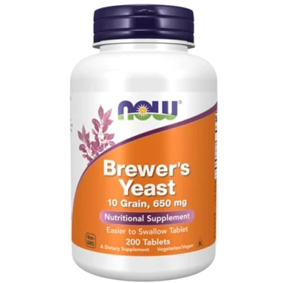 Abbildung von Now Foods, Brewer&#039;s Yeast (Brauereihefe), Saccharomyces cerevisiae, 650mg, 200 vegane Tabletten, Laborgeprüft, Sojafrei, Ohne Gentechnik, Vegetarisch