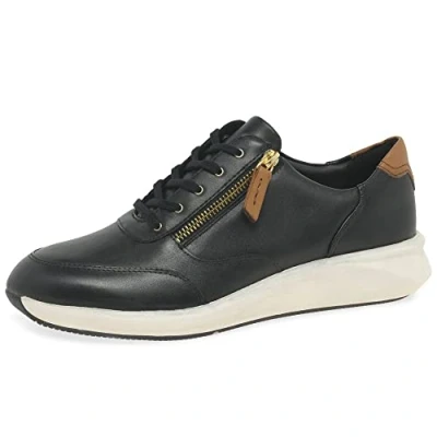 Abbildung von Clarks Damen Un Rio Zip Sneaker, Black Leather, 37 EU